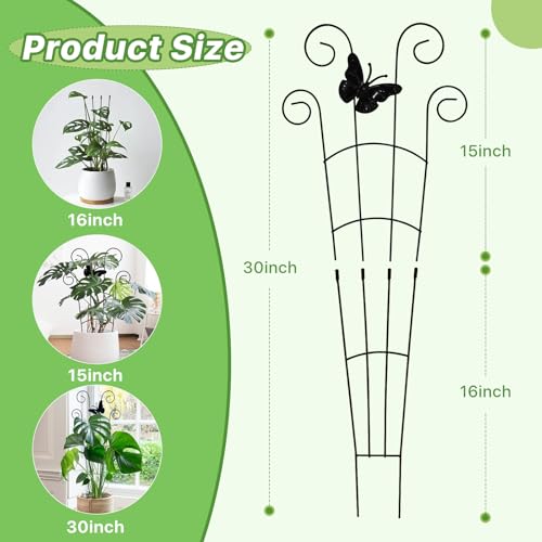 Image of 4 Pack 30 Inch Taller Plant Trellis for Potted Climbing Plants Indoor, Expandable Metal Garden Trellis for Climbing Plants, Flowers, Vine, Ivy - Sturdy Houseplant Support with Ties