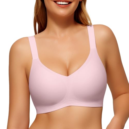 LetsJoli Wireless Bras for Women No Underwire Full Coverage Push Up Bra Support Plus Size Bras for Older Women Bralettes?,2XL Pink - Image 6