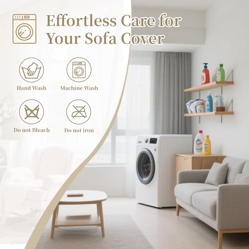 SYJOVIA Sectional Couch Covers for Dogs 100% Waterproof Corner L Shaped Sofa Cover Pet Friendly Velvet Washable Anti Slip L Shape Modular Sofa Slipcover Protector with Pockets (Light Brown, Small) by SYJOVIA - Image 8