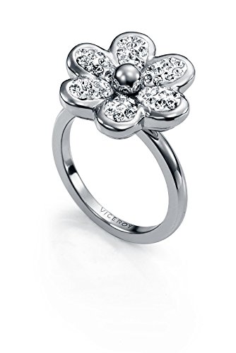 Anillo de acero inoxidable y cristal brillante hipoalergénico resistente