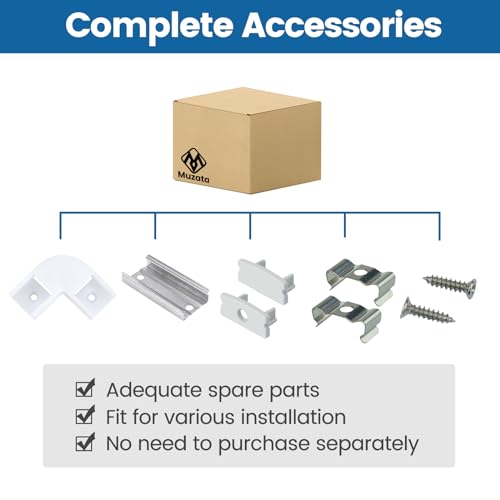 Image of Muzata White Corner Connector Kit for LED Channel L Shape Connectors fit Muzata U1SW Series LED Aluminum Channel Easy Install Accessories LC23 WW