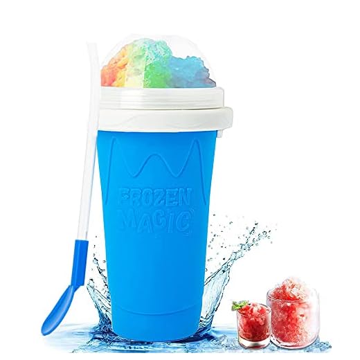 Slushie Maker Cup Squeeze Slushy - Magic Quick Frozen Smoothies Cups-Double Layer Silica frappes Cup -Summer Cooler Homemade Milk Shake Ice Cream Maker machine for Teens Adult and Family (blue1)