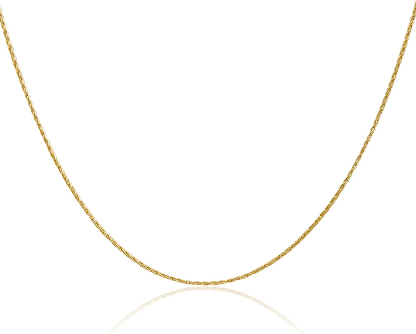 IceCarats 14K Solid Yellow Gold 1mm Dainty Spiga Wheat Chain Necklace Polished