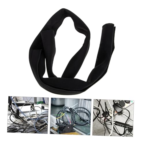 Funda flexible para gestión de cables para computadora y TV, organizador portátil negro para cables, envoltura y ocultador de cables para hogar y oficina, almacenamiento de cables bajo el escritorio miniatura 3