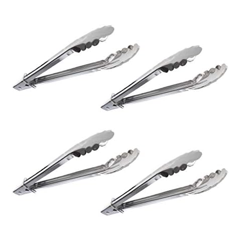 Votono Buffet Food Serving Tong BBQ Salad Tong Mini Metal Magnetic Tong Small Kitchen Cooking Grilling Tong with Locking (4x7” food tong) Cover