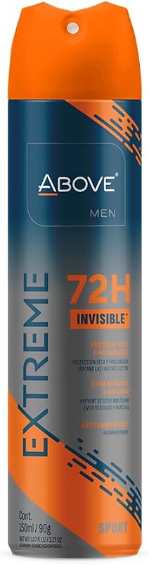 Desodorante antitranspirante ABOVE Extreme Men Sport em spray, sem álcool, 90 mL