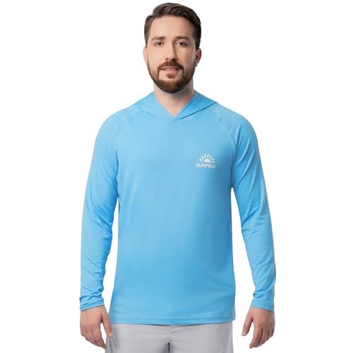 ColdPruf Men's Sunpruf Long Sleeve Performance Sun Protection UPF 30 Hooded Shirt