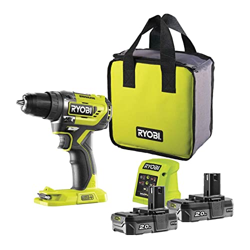 Ryobi r18dd5 – 220S One + Akku-Bohrschrauber 18 V mit 2 Akkus 2,0 AH Bürstenlos, 0 W, 18 V, Grün, Standard