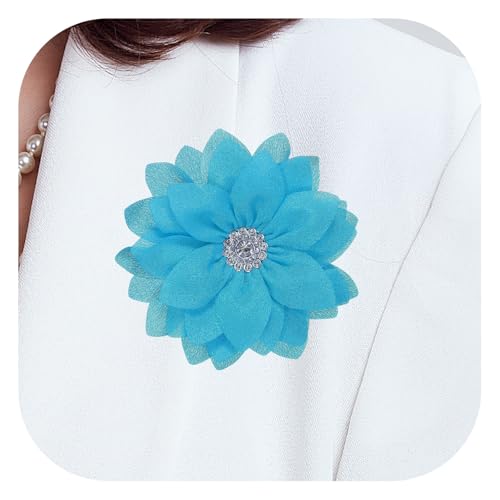 Broche fleur vêtement femme bleu marine PATIKIL accessoire floral chic