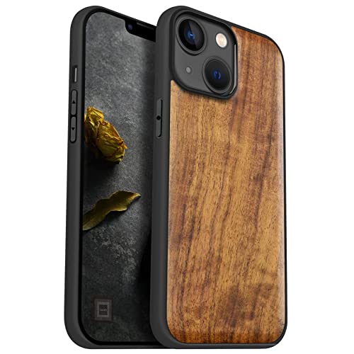 Coque de téléphone antichoc iPhone 14 Carveit style artistique en noyer