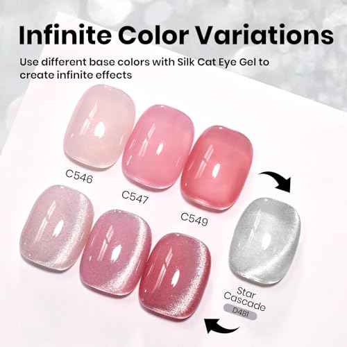 Image of Beetles Silver Cat Eye Gel Nail Polish - 15ML Glitter Gel Polish with Magnet Soak Off UV Velvet Nail Polish Salon DIY Manicure Gift for Women