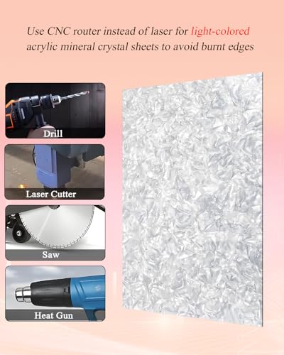 Image of TOEPODO Pearl Mineral Crystal Acrylic Sheets 1 /8 Thick Cast Acrylic Opaque Plastic Panels for Laser Cutting Crafting DIY Home /Festival Decore(3,White, 8x12 Inch)