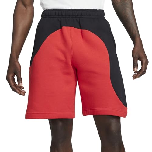 Nike Club Fleece Shorts, Colorblock (Black/Red), Medium