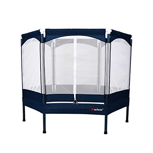 B09228D8WY-KUTON Toddle Trampoline, Kids Trampoline with Safety Enclosure Net, 4FT & 5FT Trampolines for Kids, Heavy Duty Frame with 24PCS Reinforce Poles, Tripple Zipper, Jump for Fun Indoor & Outdoor