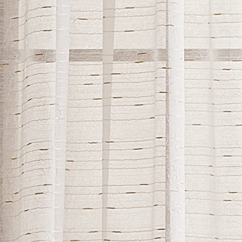 Dkny Gold Metallic Sparkle Stitch On White Sheer Holiday Window Curtains For Living Room Rod Pocket Panel Pair, 50 X 96 Inch, Gold #TOP3