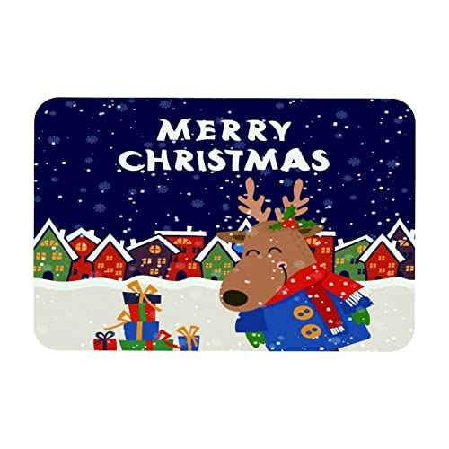 Vbfofbv Outdoor Rug, Washable Rug, Porch Rug Machine Washable, Indoor Outdoor Area Rug, Floor Mat For Farmhouse, Layered Door Mats, Living Room, Cartoon Christmas Happy Moose #TOP6