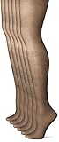 No Nonsense Women's Sheer To Waist Toe Pantyhose 6-Pack, Off Black, Plus