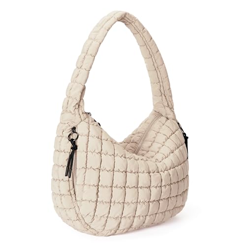 Quilted Tote Bag Puffer Large Quilting Carryall Shoulder Bags Puffy Lightweight Quilt Padding Hobo Bag Soft for Women Fashion Beige by Yarnic - Used condition - US$17.51