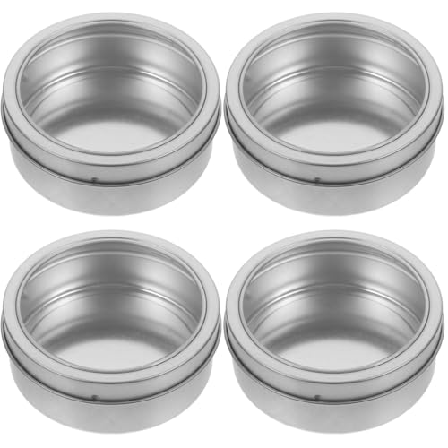 DOITOOL Lot de 4 boîtes de rangement magnétiques pour réfrigérateur - Récipients en métal avec couvercle - Boîtes à épices magnétiques pour réfrigérateur - Boîtes à épices rondes pour la cuisine