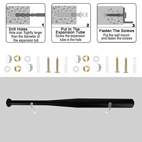 image for Cosmos 1 Set Acrylic Baseball Bat Wall Mount Holder Stand Horizontal B