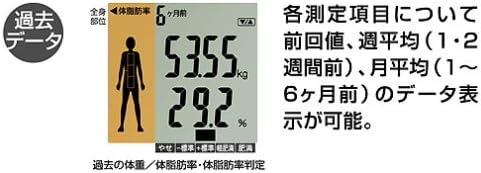 Display showing past data for body composition