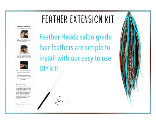 Feather Headz 21 Natural & Turquoise Color Hair Feathers - 7"- 12 Inch Long - Feathers For Hair Extension thumb #2