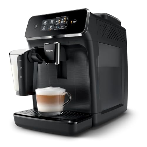 Philips 2200 Series Fully Automatic Espresso Machine LatteGo Milk Frother 3 Coffee Varieties Intuitive Touch Display 100% Ceramic Grinder AquaClean Filter Aroma Seal Black (EP2230/14)