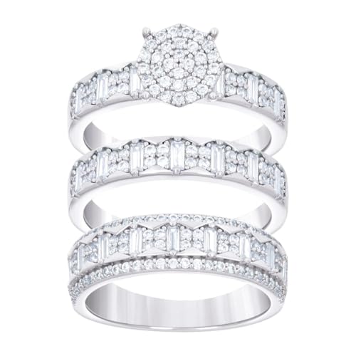 Bague argent 925 large antiallergique en zircones rondes taille 9