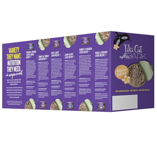 Image of Tiki Cat After Dark Pate, Variety Pack, High-Protein and 100% Non-GMO Ingredients, Wet Cat Food for Adult Cats, 3 oz. Cans (Pack of 144)
