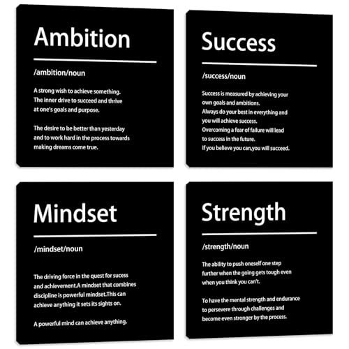 Azrosap Lienzo inspirador para pared, decoración motivacional para dormitorio, oficina, sala de estar, póster enmarcado, decoración de pared, impresiones artísticas, decoración de oficina, 12 x 12