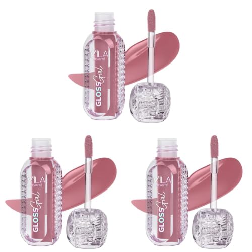 Image of MILA BEAUTE Gloss Girl Lip Gloss|Enriched With Mango Seed Butter & Hyaluronic Acid|Light Weight & Non-Sticky Formula|Gives Fuller-Lip Effect & Extra Hydration|High Shine Finish-That's Me, 2.8 Ml