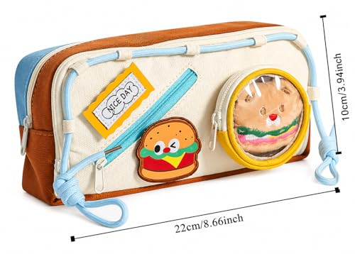 Image of Cute Food Pencil Case 4 Layer with 3 Compartment Cute Aesthetic for Kids Large Capacity Pencil Pouch Multifunctional Pouch for School Kids Cute Quirky Stationary Gift (Cute Food Pencil Case-Yellow)