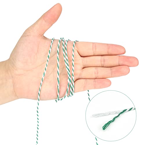 Image of jijAcraft Green and White Twine, 656 Feet Christmas Bakers Twine, 2MM Heavy Duty Packing String for DIY Crafts, Christmas Decoration, Gift Wrapping