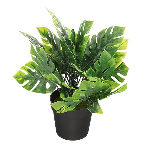 Mini Potted Turtle Leaf Simulation Plastic Frosted Bonsai Desktop Ornament Simulation Green Plant Decor Fake Plant Artificial Monstera Bonsai Small Shelf Office Indoor
