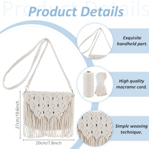 Kit de macramé con cordón de 3 mm para tejer un bolso resistente 3
