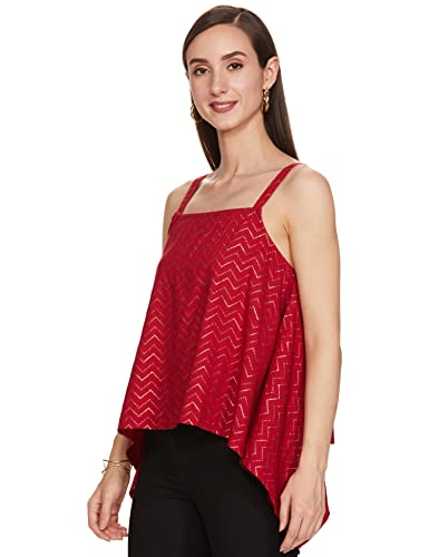 Image of Max Women's Printed Sleeveless Asymmetric Hem Regular Fit Top