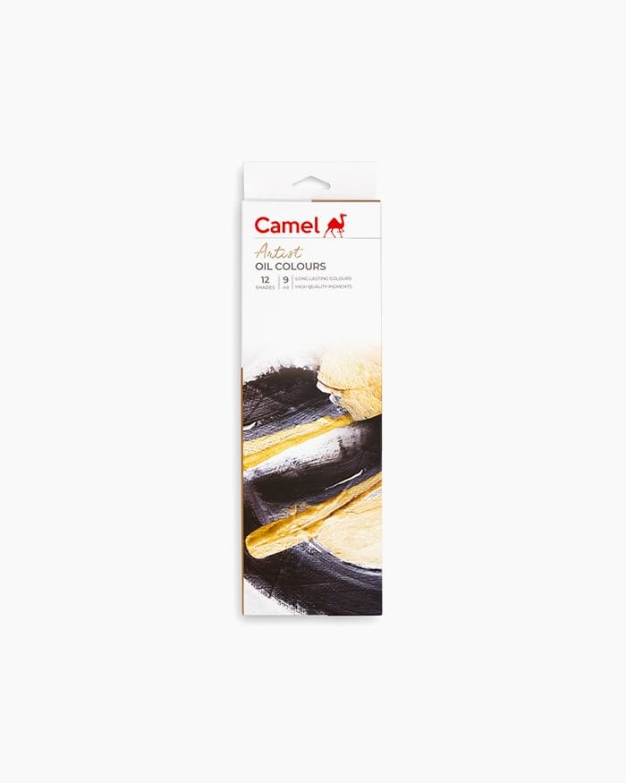Image of Camel Artist Oil Colours 12 Shades (9 ml Each) | Rich, High-Pigment Oil Paint Set | Smooth Blending & Long Working Time | Ideal for Canvas Painting & Professional Art - 12S