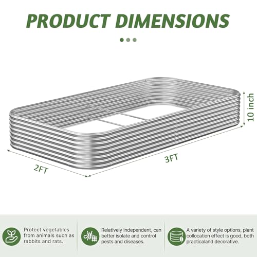 3 Pack Corrugated Galvanized Steel Raised Garden Bed Outdoor, Metal Above Ground Garden Bed for Vegetables and Flowers, Raised Beds for Gardening-3x2FT - Image 3