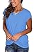 Womens Casual Tops Short Sleeve Twist Knot Comfy Shirts for Women Blue M