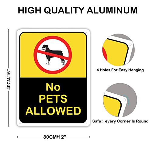 Panneau en étain No Pets Allowed de 40x30 cm pour portail