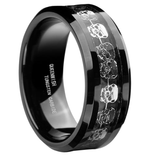 Bague carbure de tungstène noir alliance homme 8mm bague fiançailles