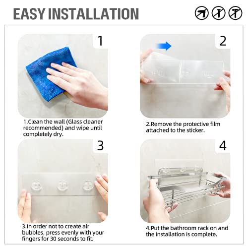 Qqjoycci 4 Pack Shower Caddies Bathroom Shelf,No Drilling Adhesive Bathroom Storage Organizer,304 Stainless Steel Rustproof Shower Rack For Bathroom Organizer/Shower Organizer/Kitchen #TOP4