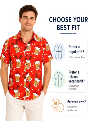 Image of Yoimira Hawaiian Shirts for Men, Print Mens Casual Short Sleeve Button Down Shirts Floral Aloha Beach Shirt