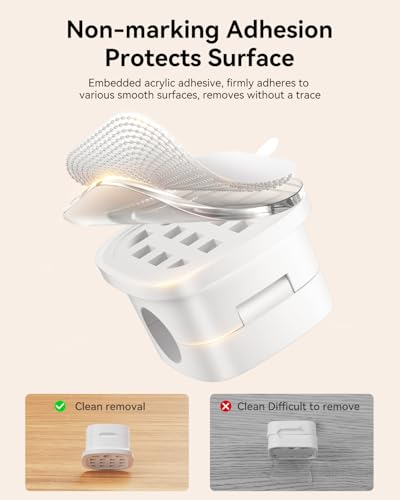 Image of 18-Pack Magnetic Cable Clips Cord Organizer-Cable Smooth Adjustable, Rocoren Desk Cable Management Accessories,Cable Holder Clips Wire Holder Keeper for Desktop,Nightstand,Wall,Home Office,Phone,Car