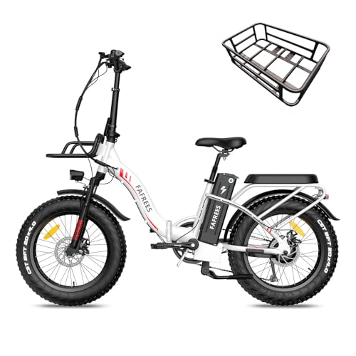 Fafrees Bici Elettrica Uomo, 48V 22.5Ah Bicicletta Elettrica Pieghevole 100-120KM, 20 * 4.0 Pollici Fat Bike Ebike Donna, 7 Velocità, Carico 150KG, Stock UE, F20 Max 2024 Nuovo (Bianco)