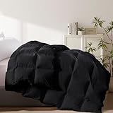 Cosybay Heavyweight Queen Size Feather Down Fiber Comforter - Black Thicker Winter Duvet Insert, Ultra Soft 100% Cotton Cover, Luxury Hotel Bedding with Corner Tabs, 90'x90'
