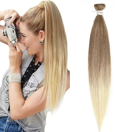 Straight Hair Bundles 20Inch Protein Fiber Bundles hair Synthetic Silky Straight Hair Weave No Tangling (M27/613#, 20Inch)