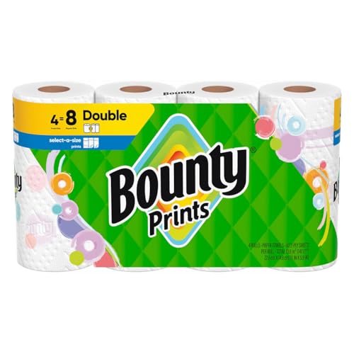 Bounty Paper Towels 4 Double Select-A-Size Printed Rolls 4 Count