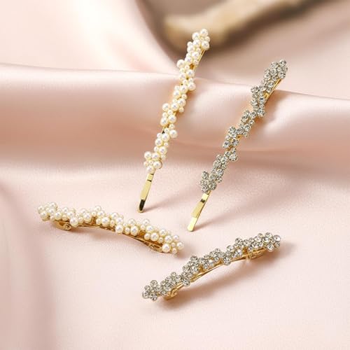3 Pinzas para cabello con piedras brillantes doradas miniatura 6