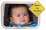 Baby Backseat Safety Mirror for Car- Glow in The Dark - Convex Shatterproof Glass - Safety Accessory - Fully Assembled - Clearly View Infant in Rear Car Seat - Matte Finish - Crash Tested